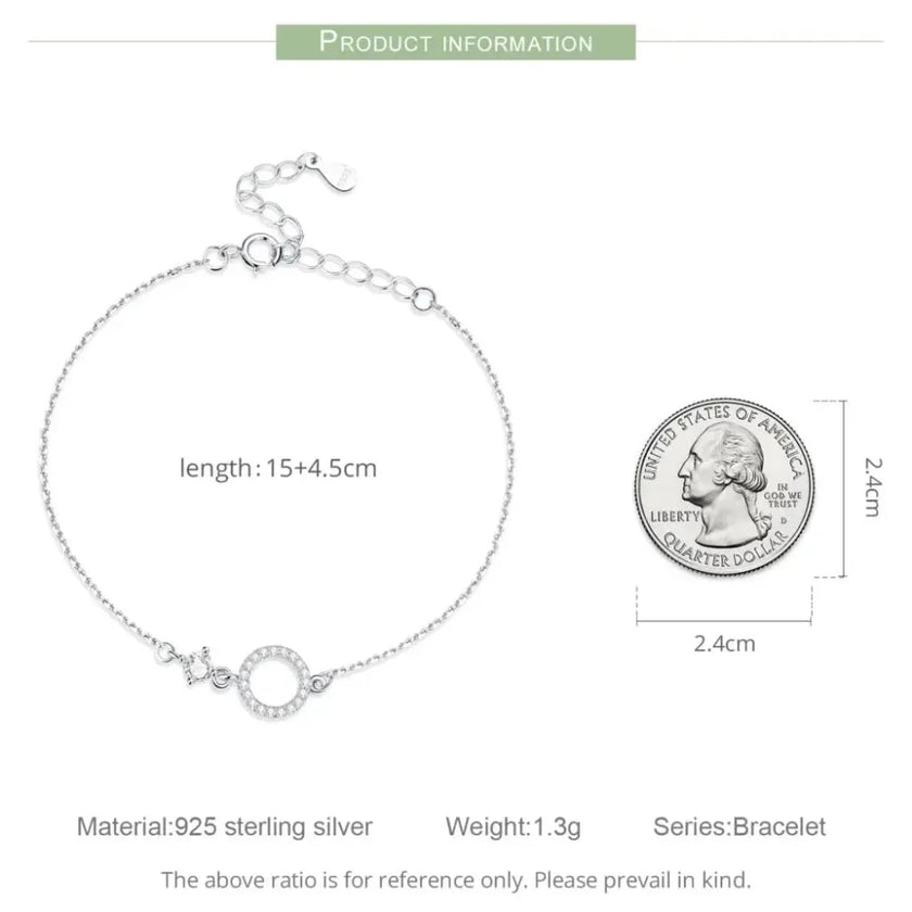 925 Sterling Silver Ring Chain Bracelet