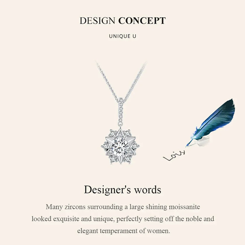 Celestial Sparkle 1ct Moissanite Sterling Silver Star Pendant Necklace
