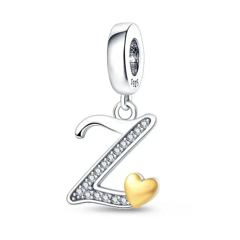 925 Sterling Silver Initial Charm with CZ Sparkle