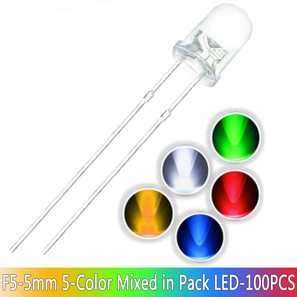 100PCS/lot F5 5MM Round - LED Light Diode Kit