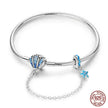 Sterling Silver Seashell Charm Bracelet with Blue CZ Gradient