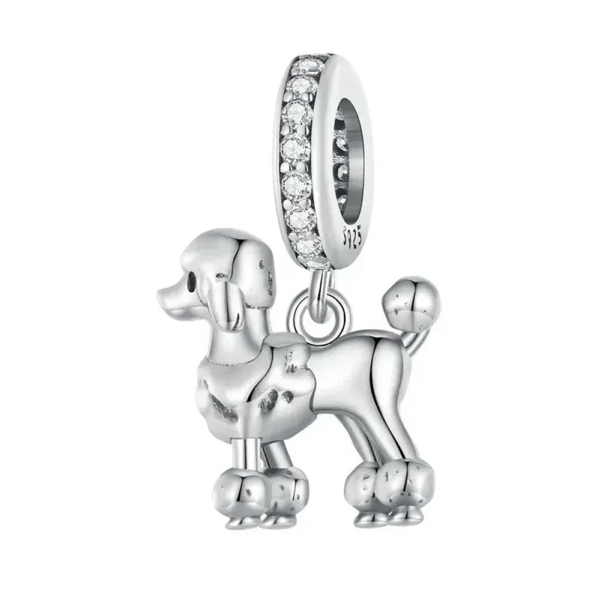 Genuine 925 Sterling Silver Pet Dog Charm For Bracelet - Poodle Dachshund Pendant