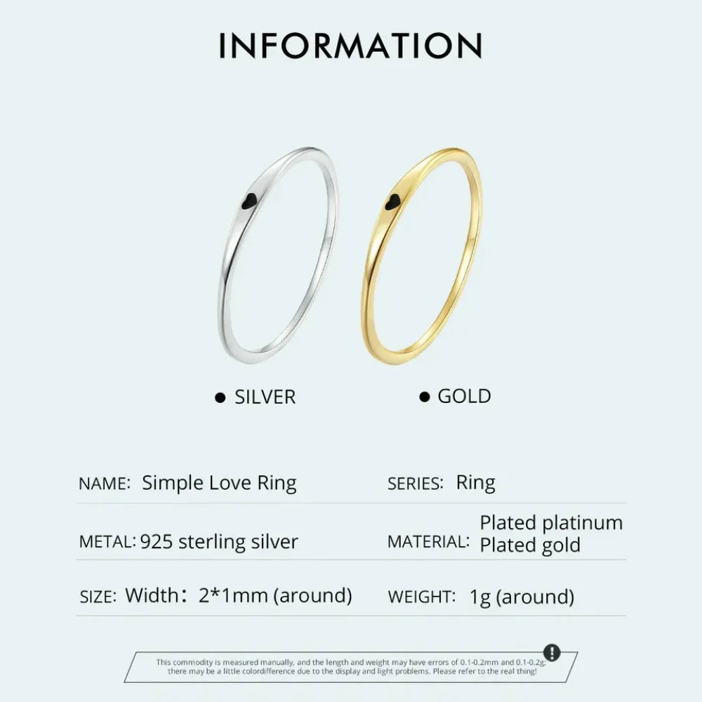 925 Sterling Silver Heart Wedding Band - Symbol Of Love, Stackable Promise Ring In 2 Colors (Size 5-10)