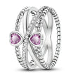 925 Sterling Silver Double Heart Infinity Ring