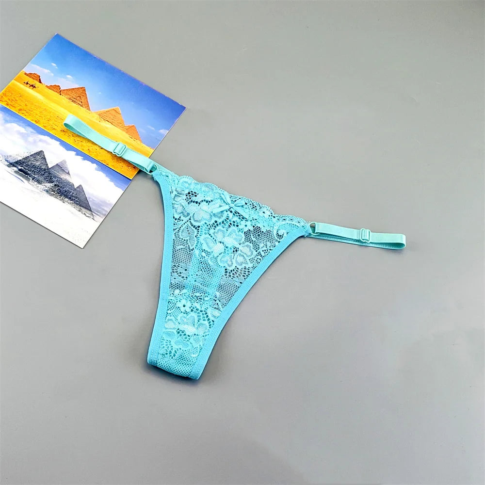 3PCS Lace Thong Set – Sheer, Strappy & Seductive