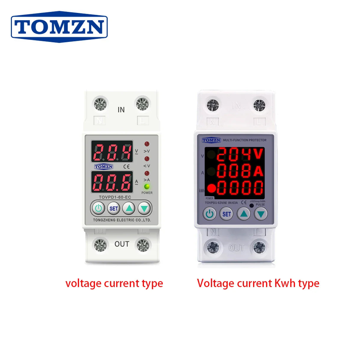 Protection Relay 40-80A 220/230V TOMZN with Din Rail Dual Display