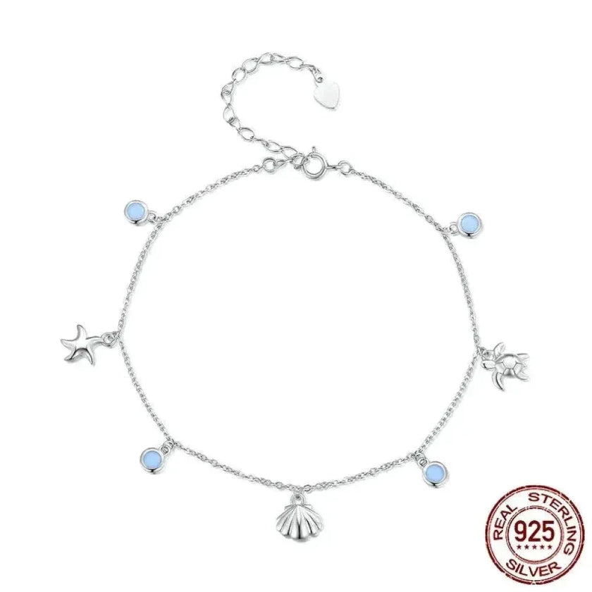 The Tropical Opal Sea Star & Shell Anklet