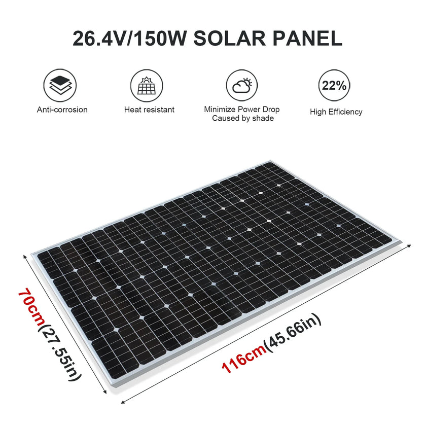 200/400W Monocrystalline Waterproof Solar Panel 12V Charging
