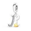 925 Sterling Silver Initial Charm with CZ Sparkle
