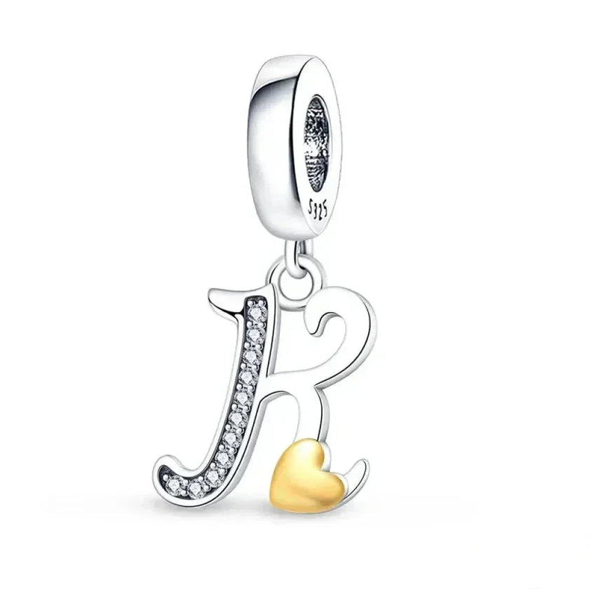 925 Sterling Silver Initial Charm with CZ Sparkle