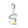 925 Sterling Silver Initial Charm with CZ Sparkle