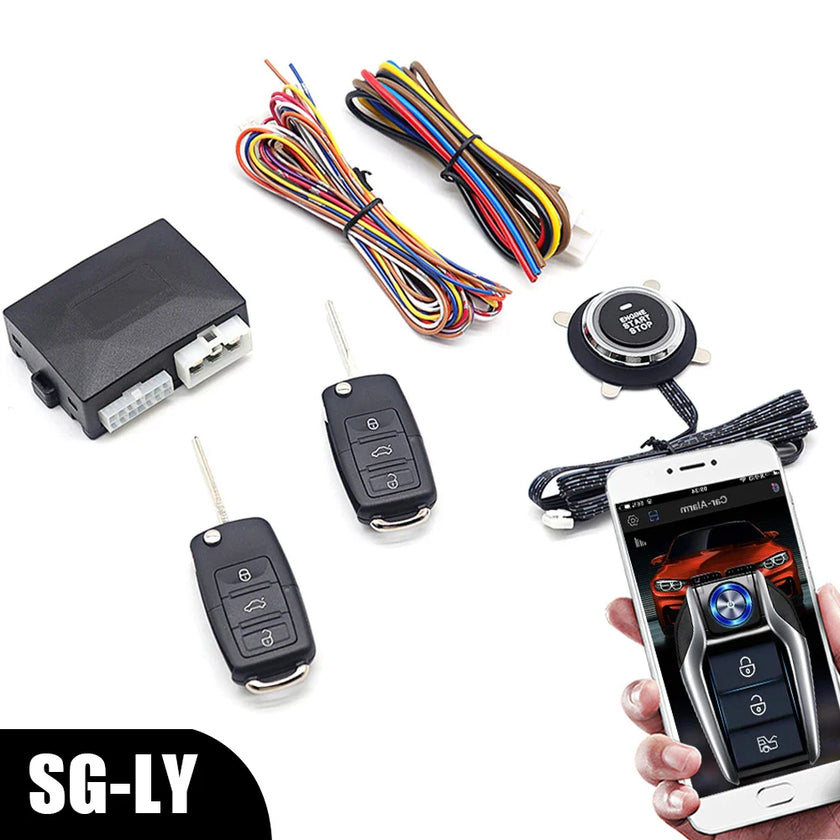 Car Start Stop Keyless Entry System Remote Start Kit Smartphone Control Universal One-button Start Push Systems