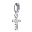 925 Sterling Silver Clear 5A Crystal Collection Family Heart X-Shape Charm Beads for Charm Bracelet & Necklace Pendant