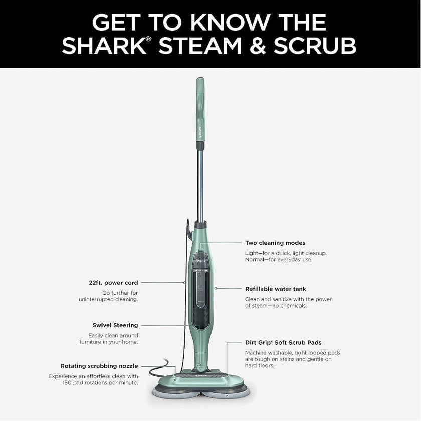 SHARK S7000C Steam & Scrub All-in-One Scrubbing and Sanitizing Hard Floor Steam Mop - Factory serviced with 90 day warranty