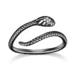 925 Sterling Silver Adjustable Snake Ring With Green Zircon - Fashion Jewelry In 4 Colors