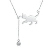 Breathtaking 925 Sterling Silver Cat Necklace | Elegant Pendant Collarbone Jewelry Scn232 In 3 Colors