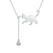 Breathtaking 925 Sterling Silver Cat Necklace | Elegant Pendant Collarbone Jewelry Scn232 In 3 Colors