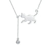 Breathtaking 925 Sterling Silver Cat Necklace | Elegant Pendant Collarbone Jewelry Scn232 In 3 Colors