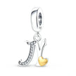 925 Sterling Silver Initial Charm with CZ Sparkle