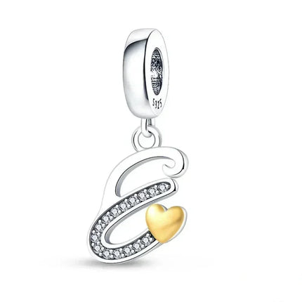 925 Sterling Silver Initial Charm with CZ Sparkle