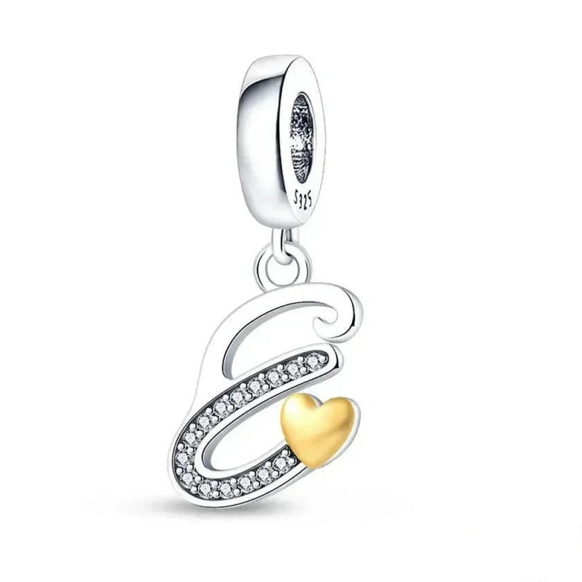 925 Sterling Silver Initial Charm with CZ Sparkle
