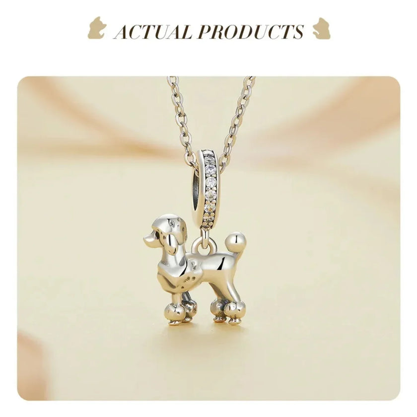 Genuine 925 Sterling Silver Pet Dog Charm For Bracelet - Poodle Dachshund Pendant