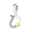 925 Sterling Silver Initial Charm with CZ Sparkle