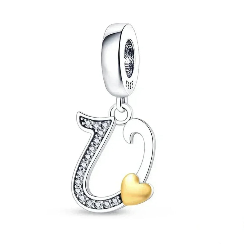 925 Sterling Silver Initial Charm with CZ Sparkle