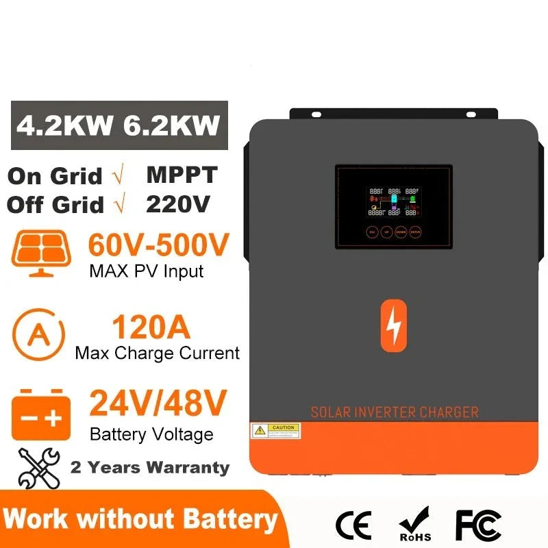 Hybrid Solar Inverter On Grid Inverter - Dual Output with MPPT 120A Solar Charger