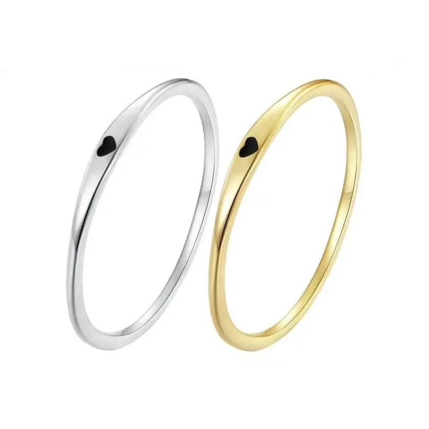 925 Sterling Silver Heart Wedding Band - Symbol Of Love, Stackable Promise Ring In 2 Colors (Size 5-10)