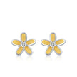 925 Sterling Silver Colorful Enamel Flower Stud Earrings - Minimalist & Cute