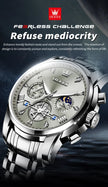 OLEVS Men's Watches Classic Multifunctional Fltwheel Chronograph Original Quartz Wristwatch Moon Phase 24 Hour Waterproof reloj