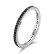 925 Sterling Silver Black & Clear Double Circle CZ Ring