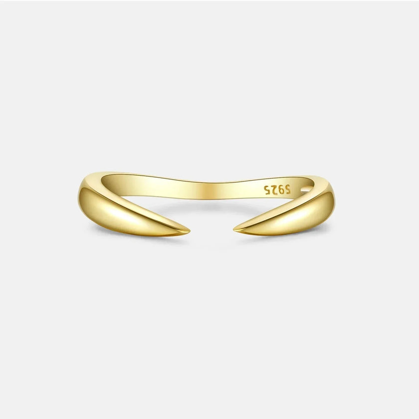 925 Sterling Silver Gold Talon Open Ring