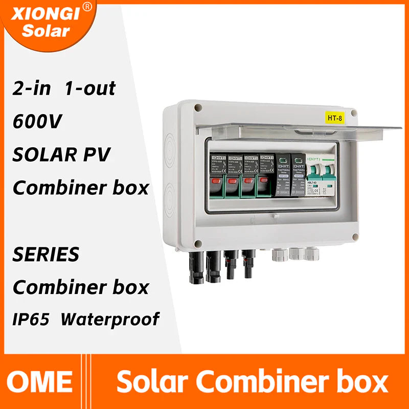 Solar Photovoltaic combiner box - lightning protection 2 input 1 out  MCB SPD box IP65
