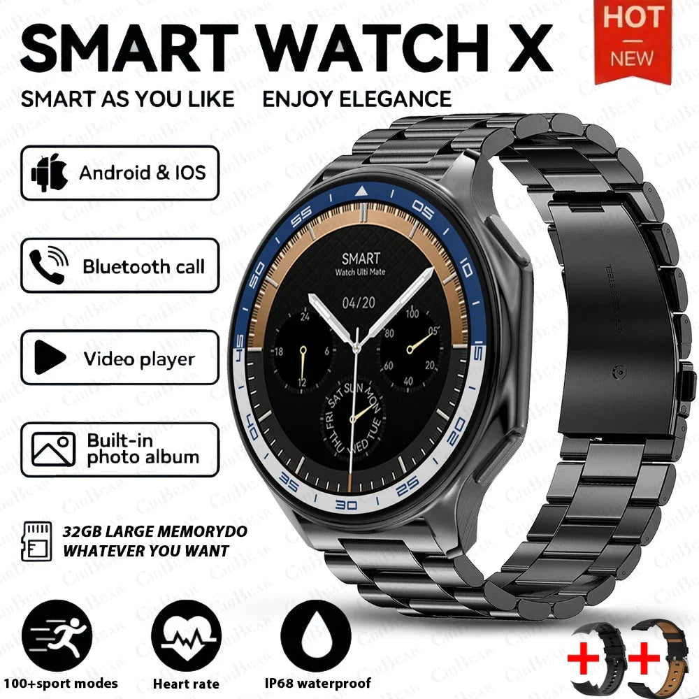 New For HUAWEI IOS Watch X High-End Business Watch 32G Large Memory Album Smartwatch Men Sports Fitness Waterproof Bracelet