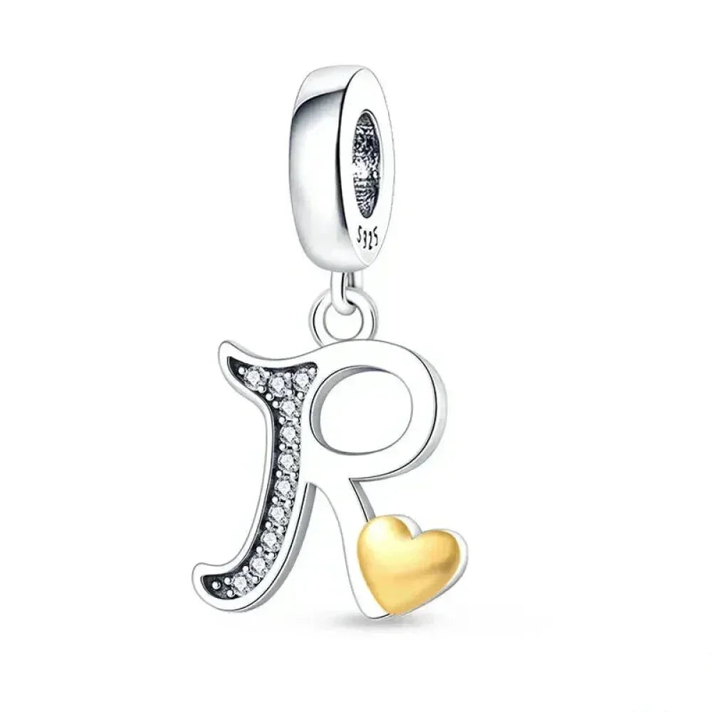 925 Sterling Silver Initial Charm with CZ Sparkle