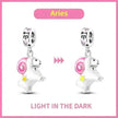 S925 Silver Colorful Luminous Twelve Constellation Pendant