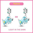 S925 Silver Colorful Luminous Twelve Constellation Pendant