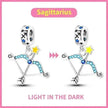 S925 Silver Colorful Luminous Twelve Constellation Pendant