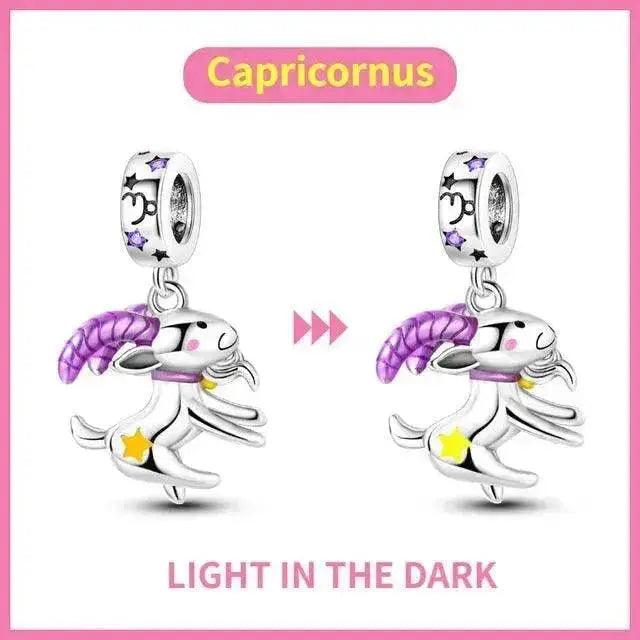 S925 Silver Colorful Luminous Twelve Constellation Pendant