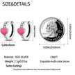 Romantic Pink Heart Sterling Silver Huggie Hoop Earrings With Cubic Zirconia