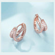 925 Sterling Silver Elegant Geometry Zircon Crystal Double Rings Ear Hoop Earrings