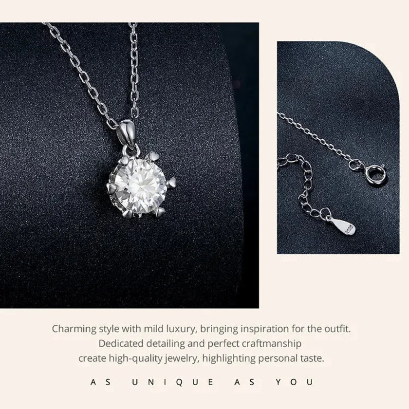Stunning 1 Carat Moissanite Pendant Necklace | 925 Sterling Silver | Wedding & Bridal Fine Jewelry