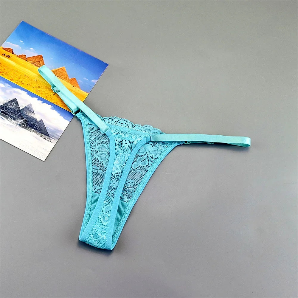 3PCS Lace Thong Set – Sheer, Strappy & Seductive