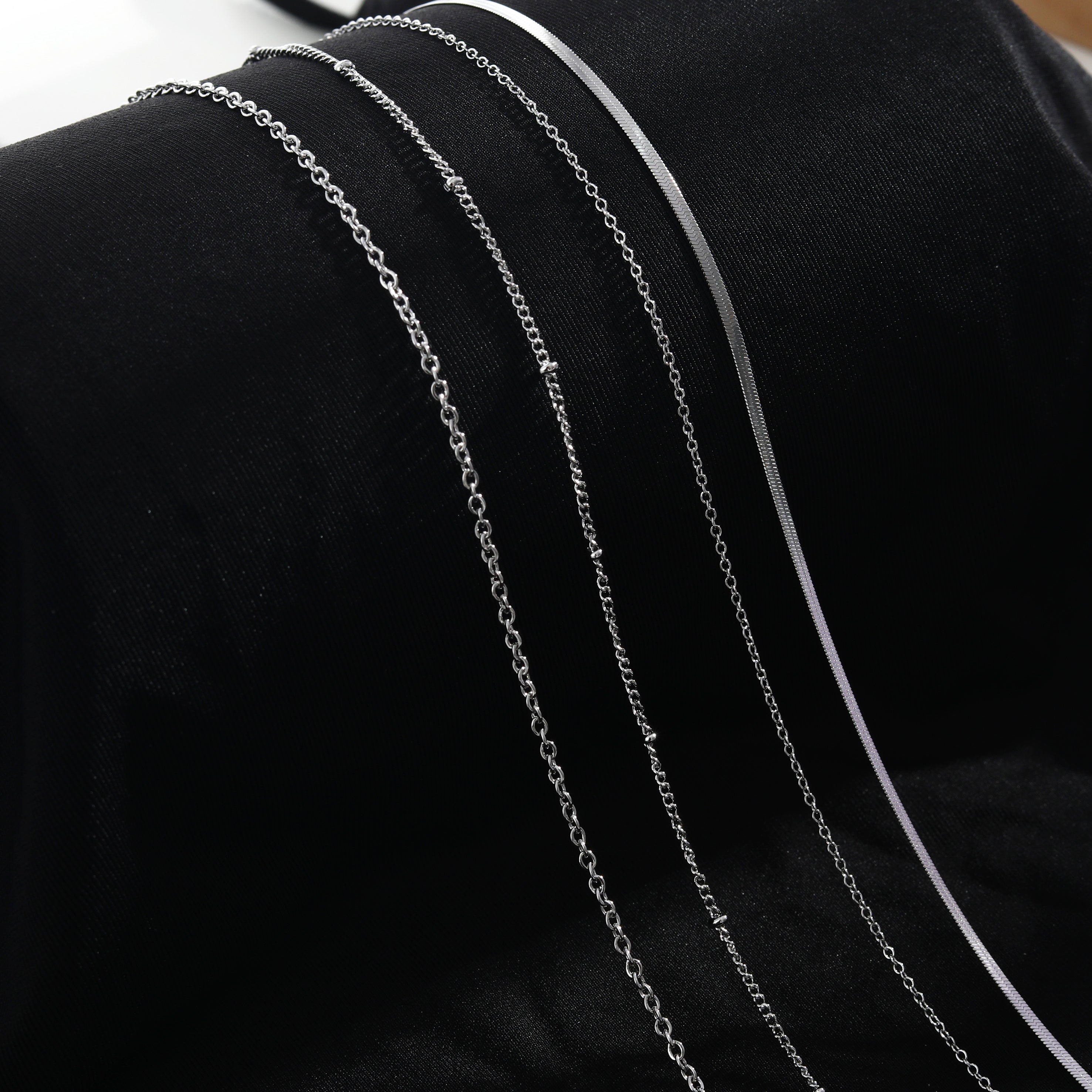 SABRINA Four-Layer Multi Chain Necklace in Silver