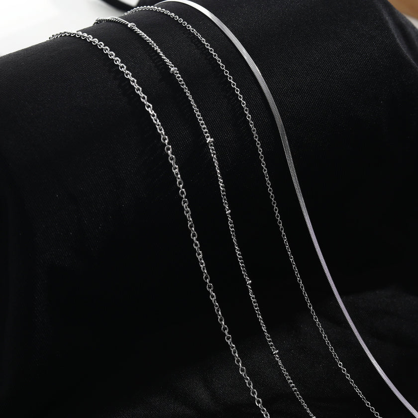 SABRINA Four-Layer Multi Chain Necklace in Silver