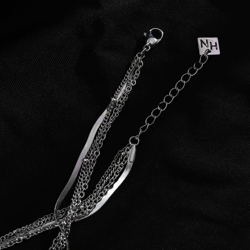 SABRINA Four-Layer Multi Chain Necklace in Silver