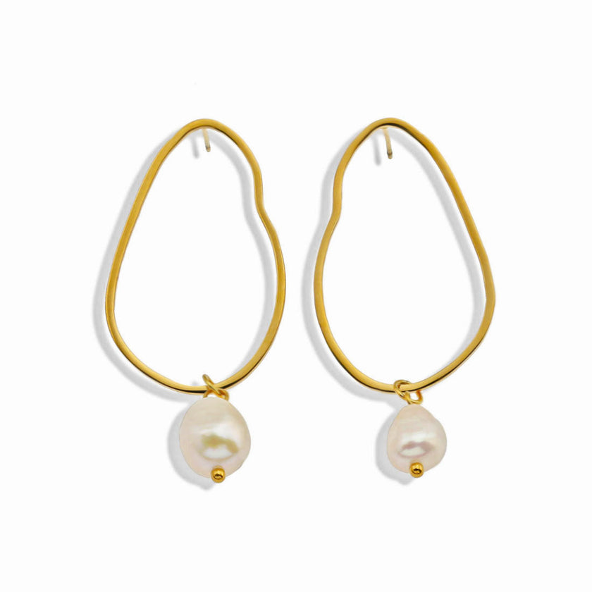 SADIE: Irregular Shaped Natural Freshwater Pearl Earrings