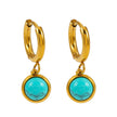 Style SAGRES Gold: Vintage Inspired Natural Stone Drop Hoop Earrings